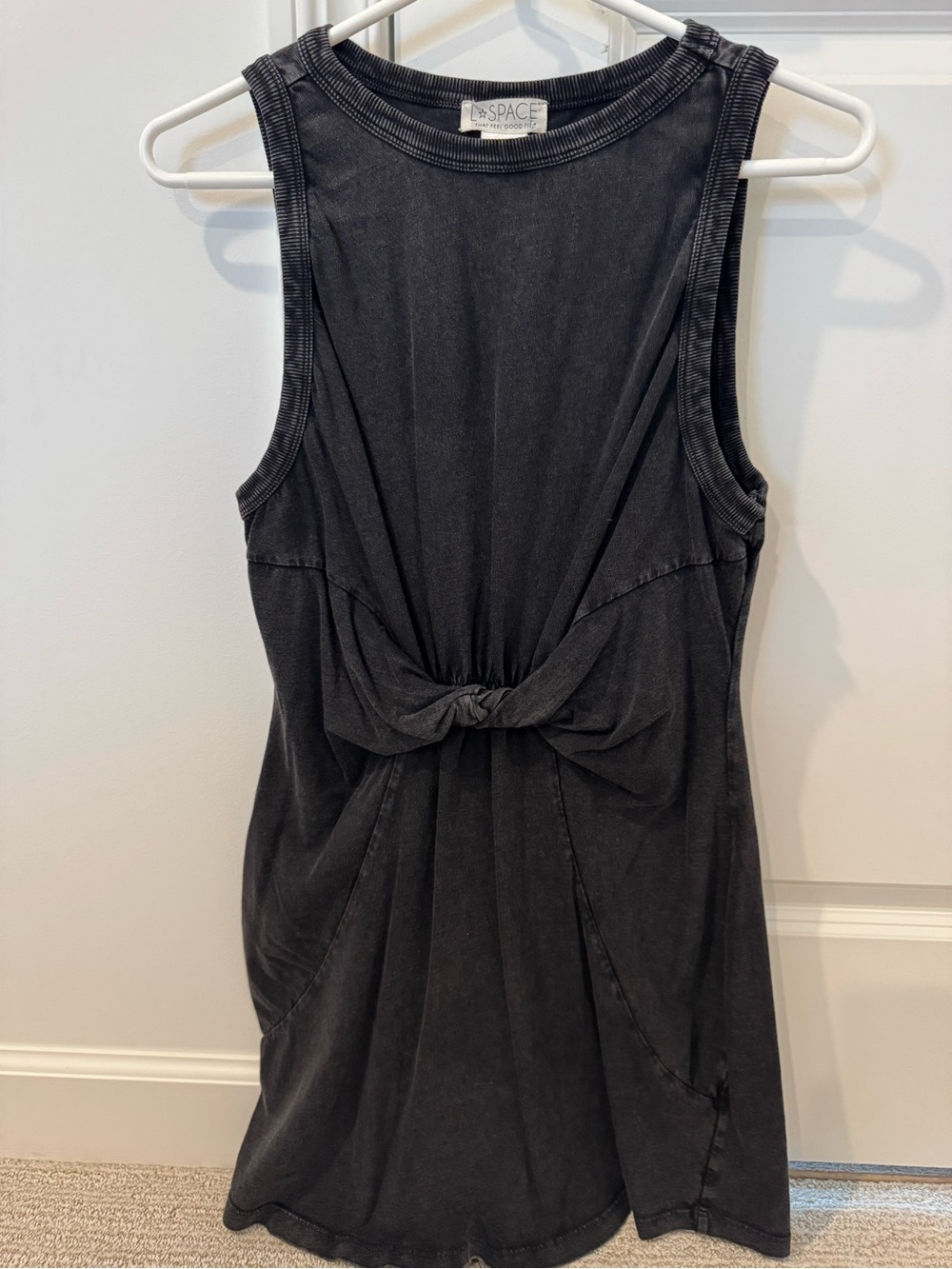l*space Washed Black Knot-Front Midi Dress - SIZE MEDIUM